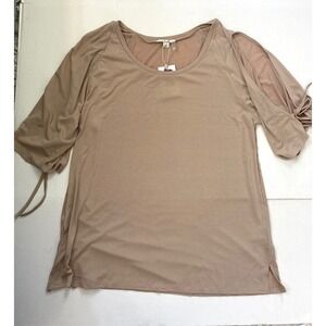 NWT Simply Noelle Shirt Cottage Core brown size XXL  knitted open Arm Boho